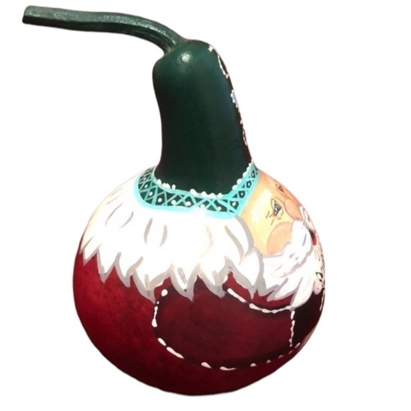 VINTAGE HAND PAINTED CHRISTMAS SANTA GOURD - Picture 2 of 5